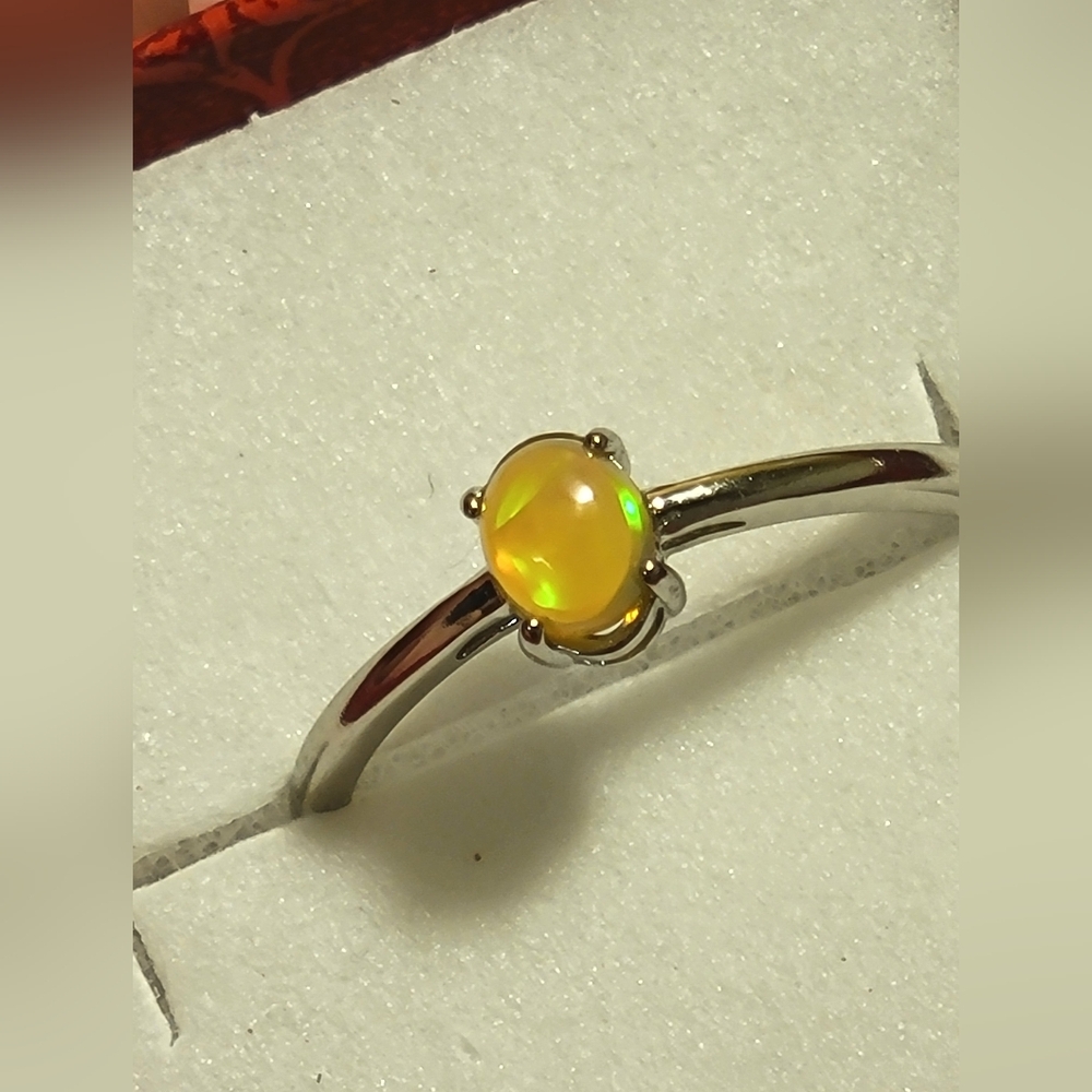 .925 Sterling Silver Welo Mine Fire Opal Cabachon Ring 6-9 - Picture 3 of 8